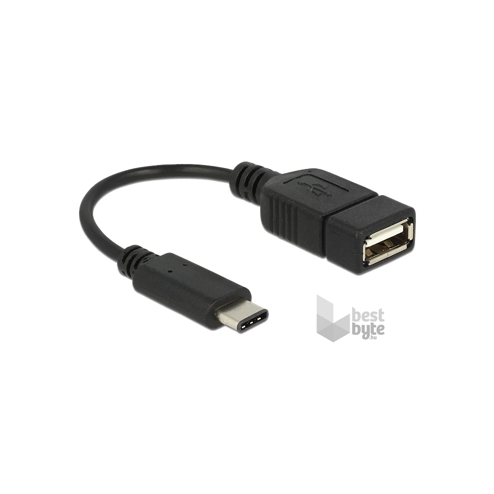 Delock 65579 15cm USB Type-C 2.0 apa - USB 2.0 A típusú anya fekete adatkábel