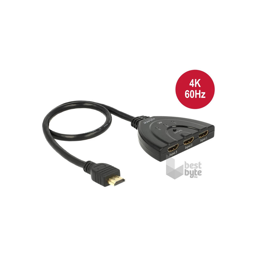 Delock 18600 50cm 3xHDMI in/1xHDMI out 4K UHD HDMI HUB