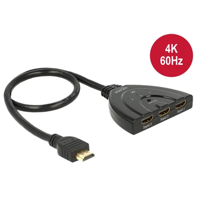 Delock 18600 50cm 3xHDMI in/1xHDMI out 4K UHD HDMI HUB