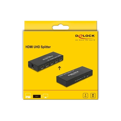 Delock 18684 HDMI UHD-es elosztó 1 x HDMI-bemenet > 4 x HDMI-kimenet 4K
