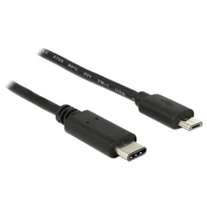 Delock 83602 1m USB Type-C 2.0 apa - USB 2.0 micro-B típusú apa fekete kábel
