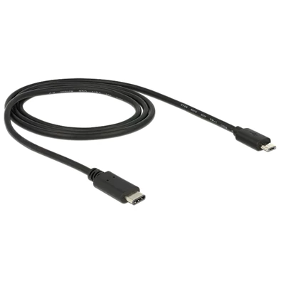 Delock 1m USB Type-C 2.0 apa - USB 2.0 micro-B típusú apa fekete kábel