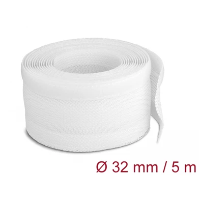 Delock 20818 5mx32mm fehér tépőzáras fonott kábelharisnya