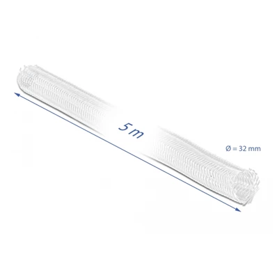 Delock 20818 5mx32mm fehér tépőzáras fonott kábelharisnya