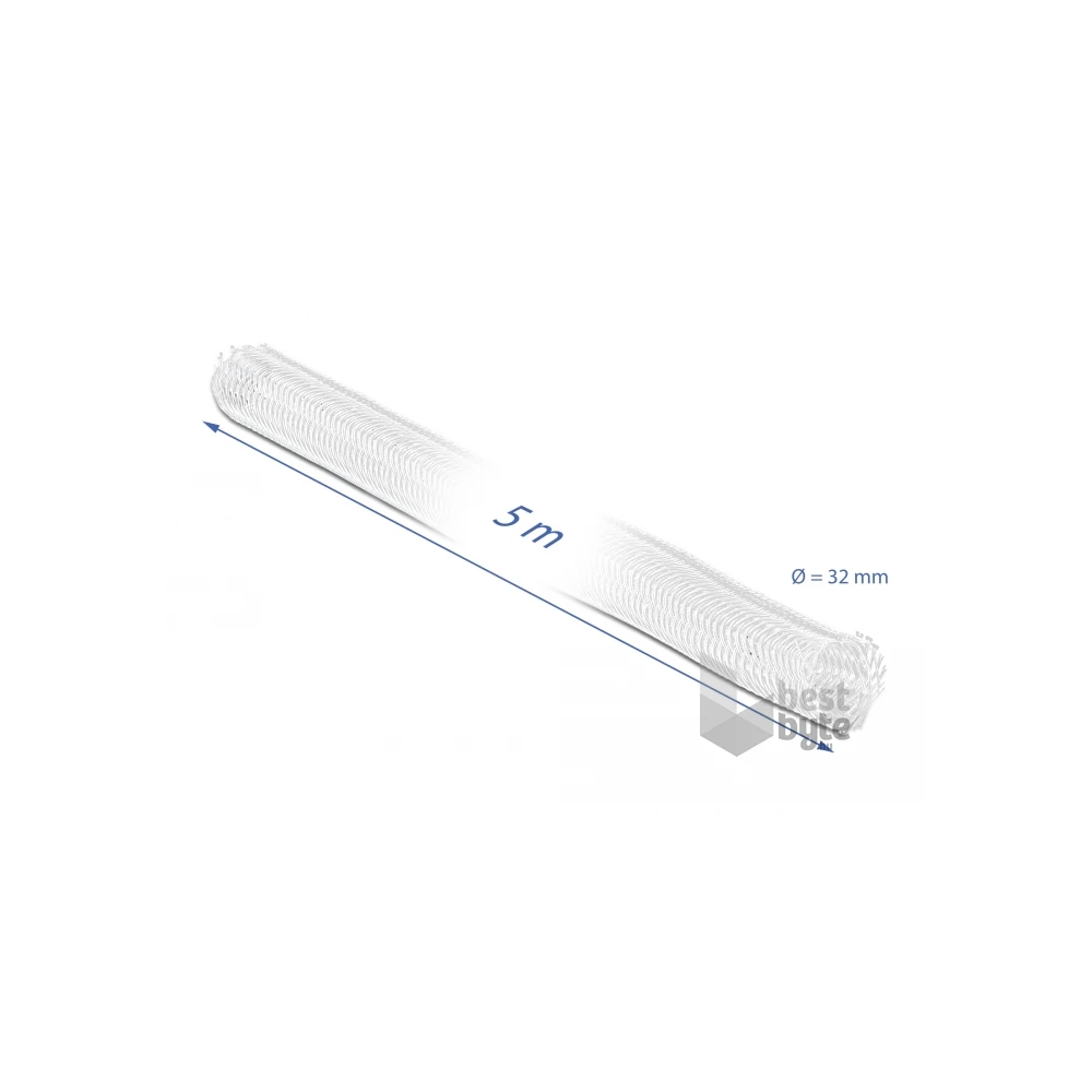 Delock 20818 5mx32mm fehér tépőzáras fonott kábelharisnya