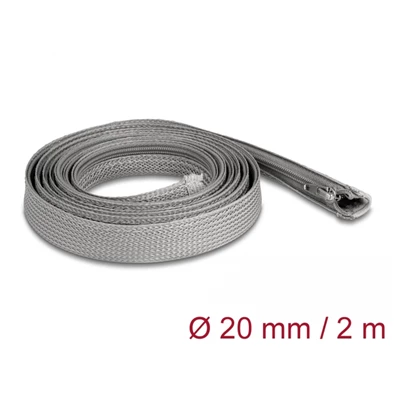 Delock 20830 2mx20mm szürke hőálló zipzáras fonott kábelharisnya