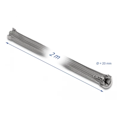 Delock 20830 2mx20mm szürke hőálló zipzáras fonott kábelharisnya