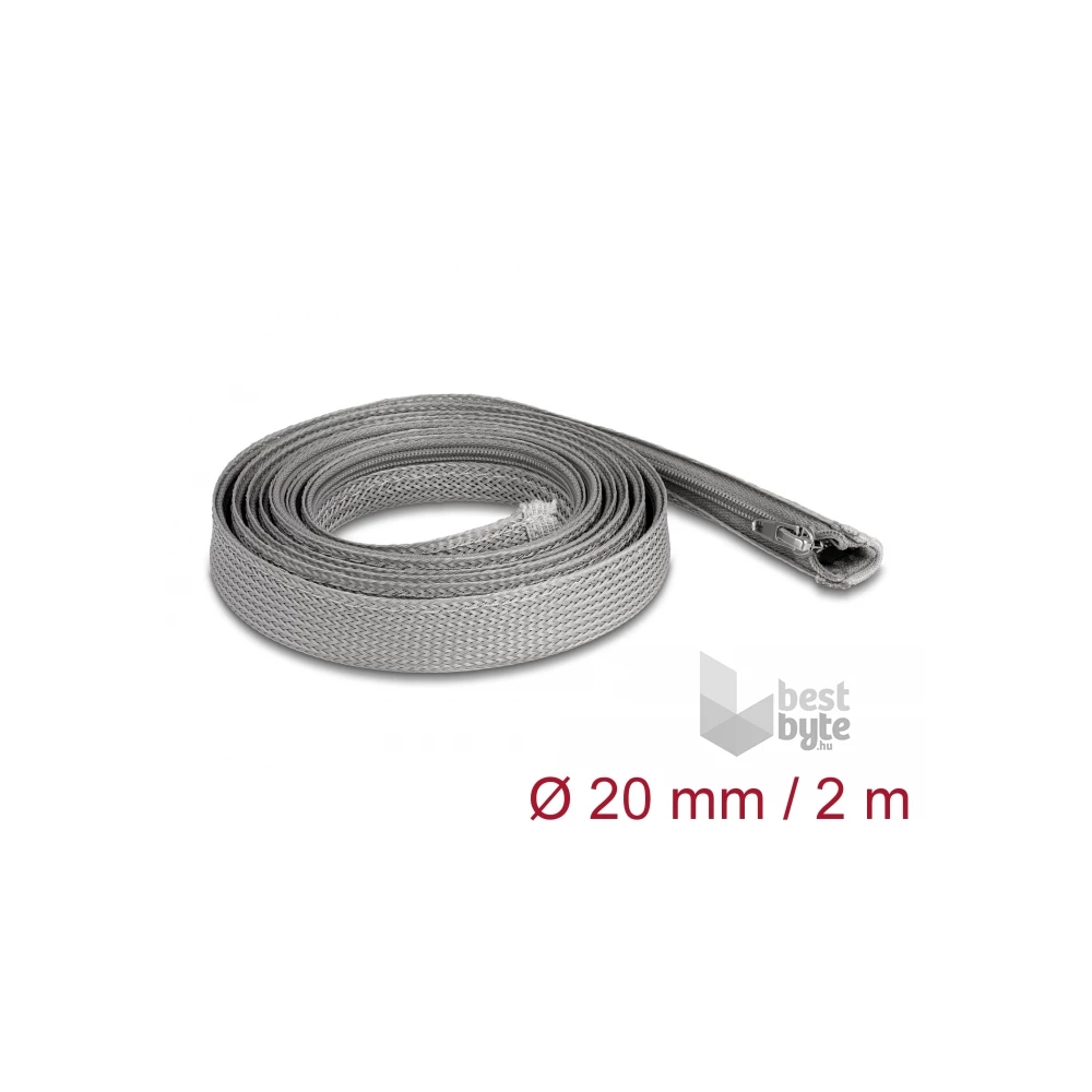 Delock 20830 2mx20mm szürke hőálló zipzáras fonott kábelharisnya