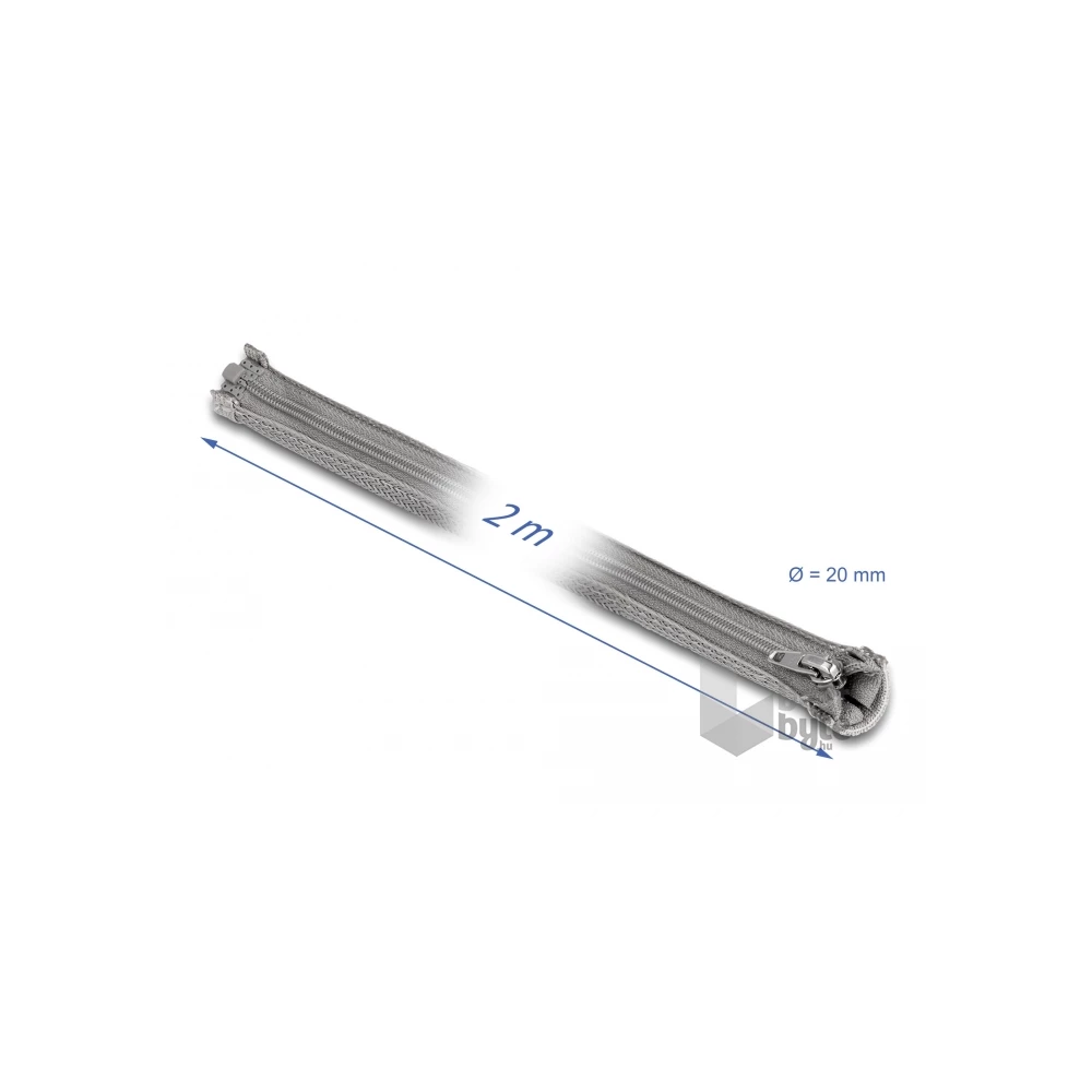 Delock 20830 2mx20mm szürke hőálló zipzáras fonott kábelharisnya