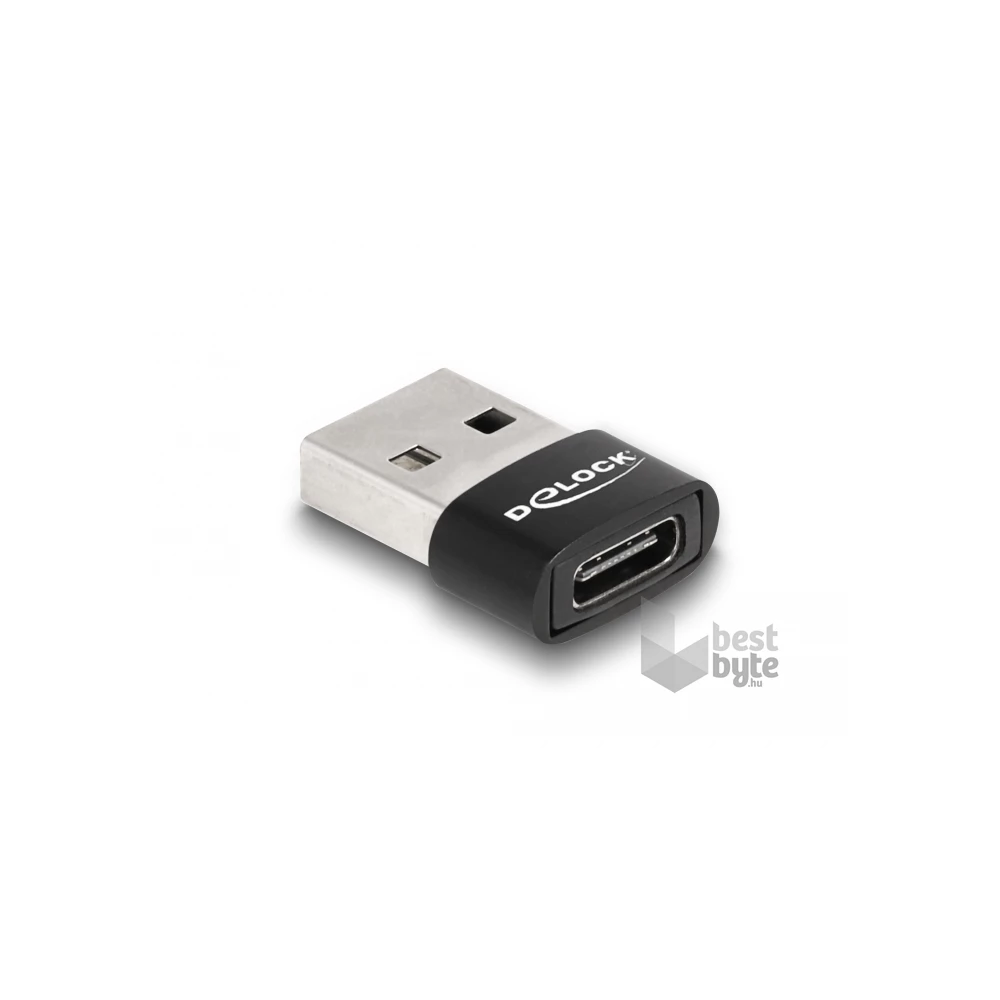Delock 60002 USB-A 2.0 apa - USB-C anya fekete adapter