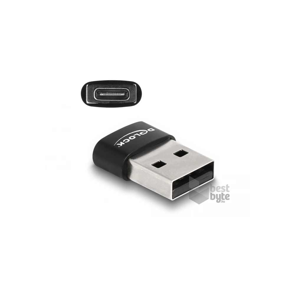 Delock 60002 USB-A 2.0 apa - USB-C anya fekete adapter