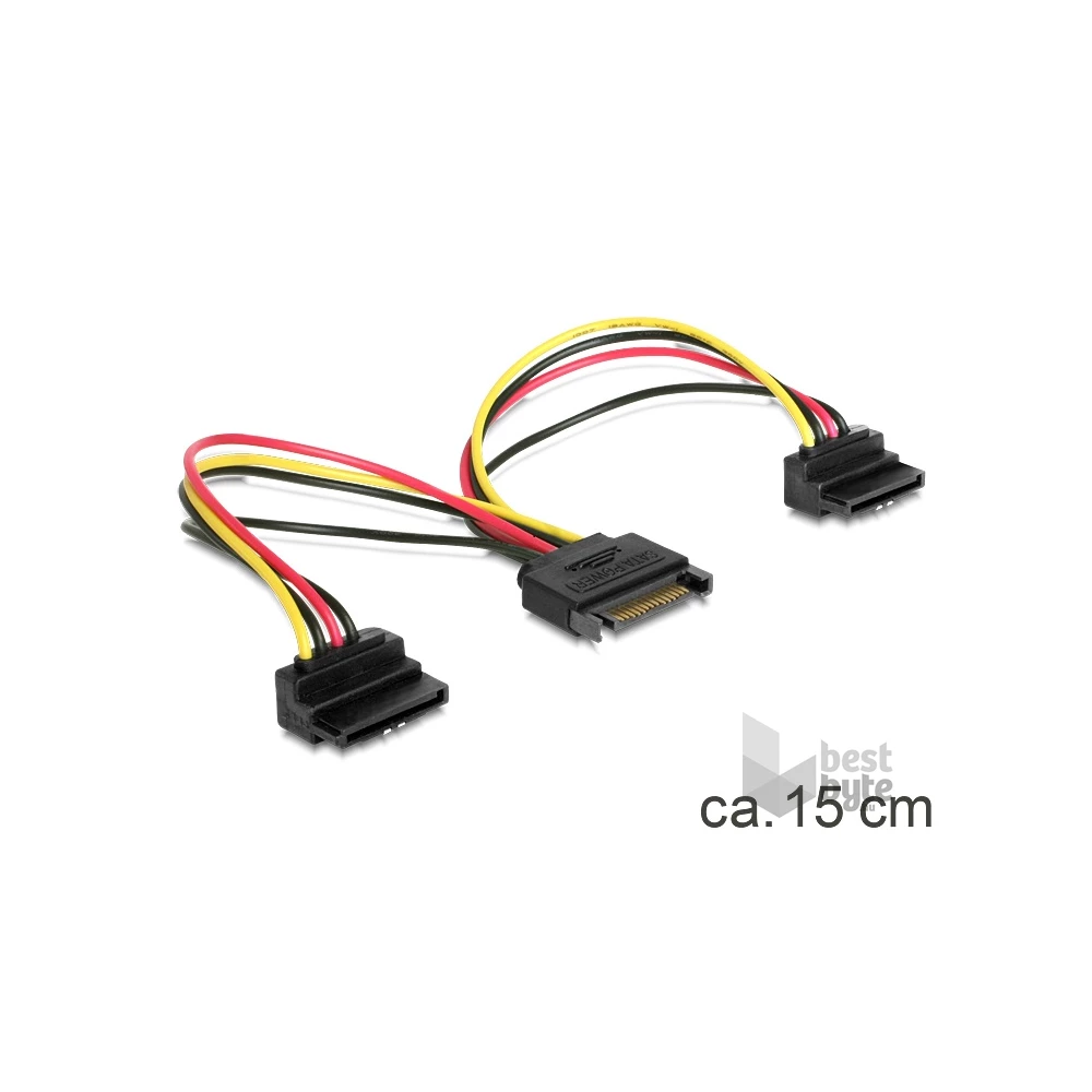 Delock 60128 SATA 15pin > 2x SATA HDD - forgatott tápkábel