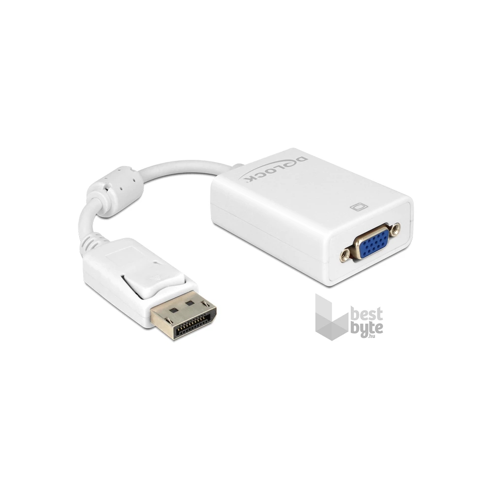 Delock 61766 fehér adapter displayport apa > VGA 15 pin anya