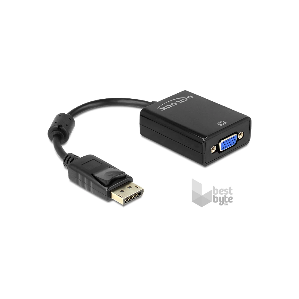 Delock 61848 fekete adapter displayport apa > VGA 15 pin anya