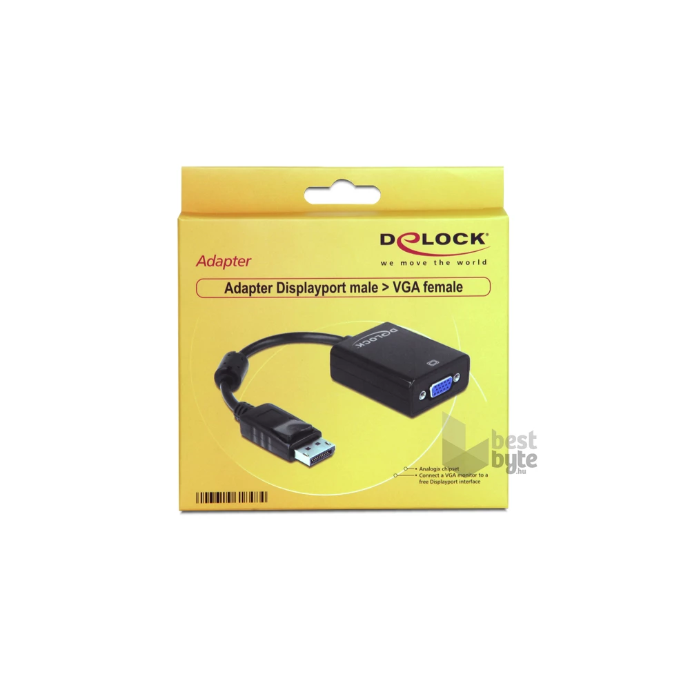 Delock 61848 fekete adapter displayport apa > VGA 15 pin anya
