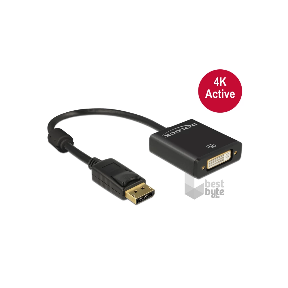 Delock 62599 Displayport 1.2 dugó > DVI hüvely 4K aktív fekete adapter