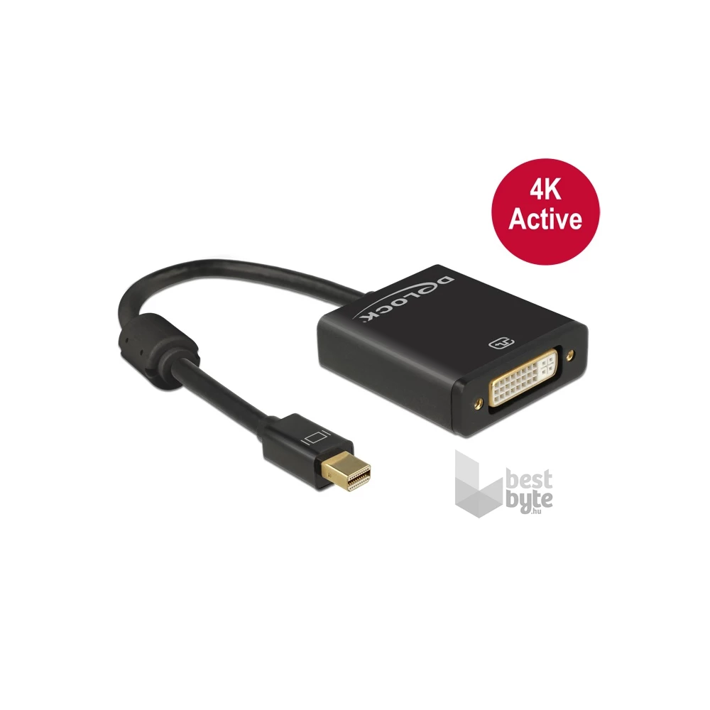 Delock 62603 mini Displayport 1.2- apa > DVI-anya 4K aktív fekete adapter