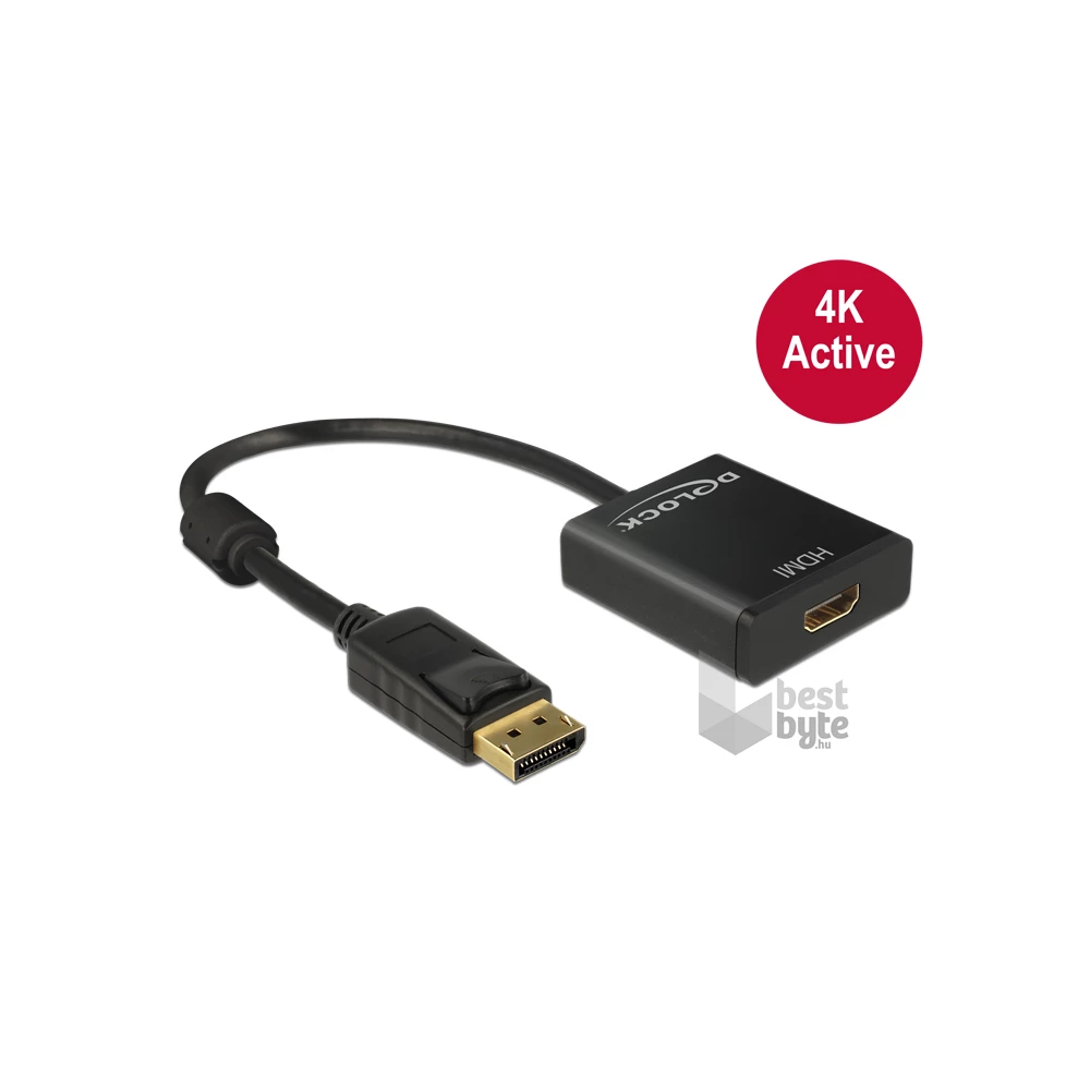 Delock 62607 Displayport 1.2 dugó > HDMI hüvely 4K aktív fekete adapter