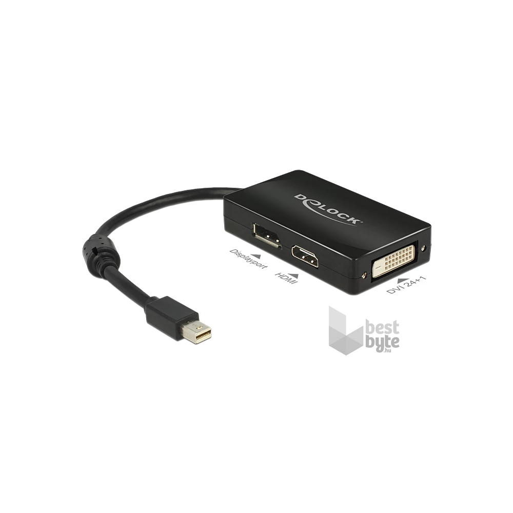 Delock 62623 passzív fekete adapter mini displayport apa > Displayport / HDMI / DVI anya