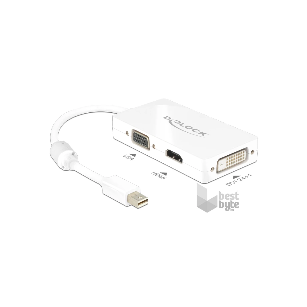 Delock 62630 passzív fehér adapter mini displayport apa > VGA / HDMI / DVI anya