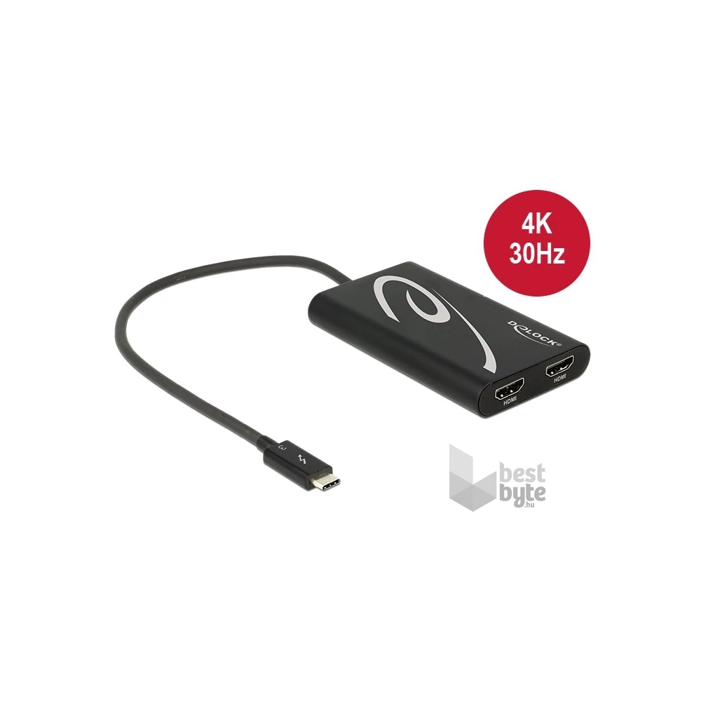 Delock 62707 Thunderbolt™ 3 apa > 2 x HDMI anya 4K 30 Hz adapter