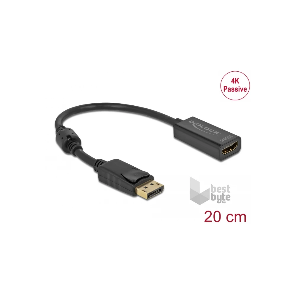Delock 63559 DisplayPort 1.2 apa - HDMI 4K anya passzív fekete adapter