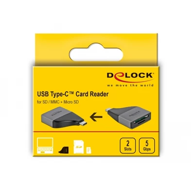Delock 64117 SD/MMC/Micro SD memóriakártyákhoz USB Type-C kártyaolvasó