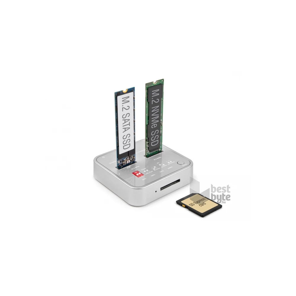 Delock 64138 M.2 SATA - M.2 NVMe + SD Express dokkoló állomás