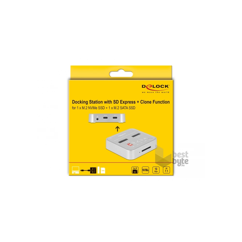 Delock 64138 M.2 SATA - M.2 NVMe + SD Express dokkoló állomás