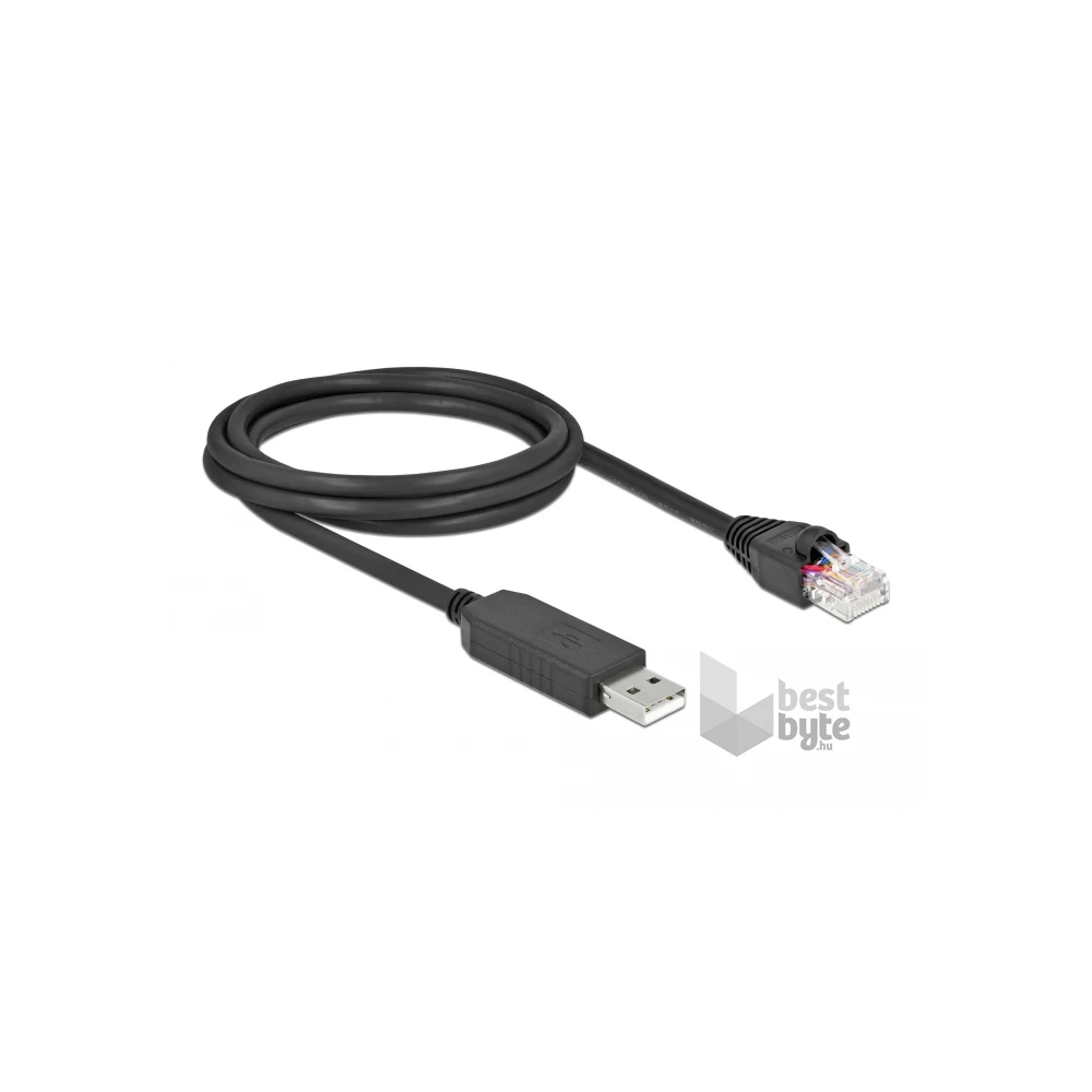 Delock 64161 2m FTDI chipszet USB-A 2.0 apa - RS-232 RJ45 apa soros kapcsolati kábel