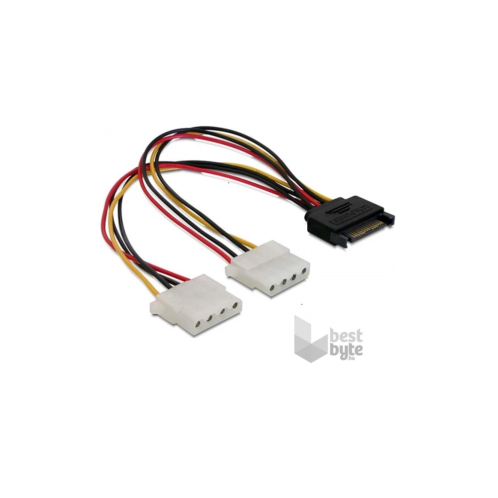 Delock 65159 15 tűs SATA (apa) – 2 db 4 tűs Molex (anya) 20 cm hálózati kábel
