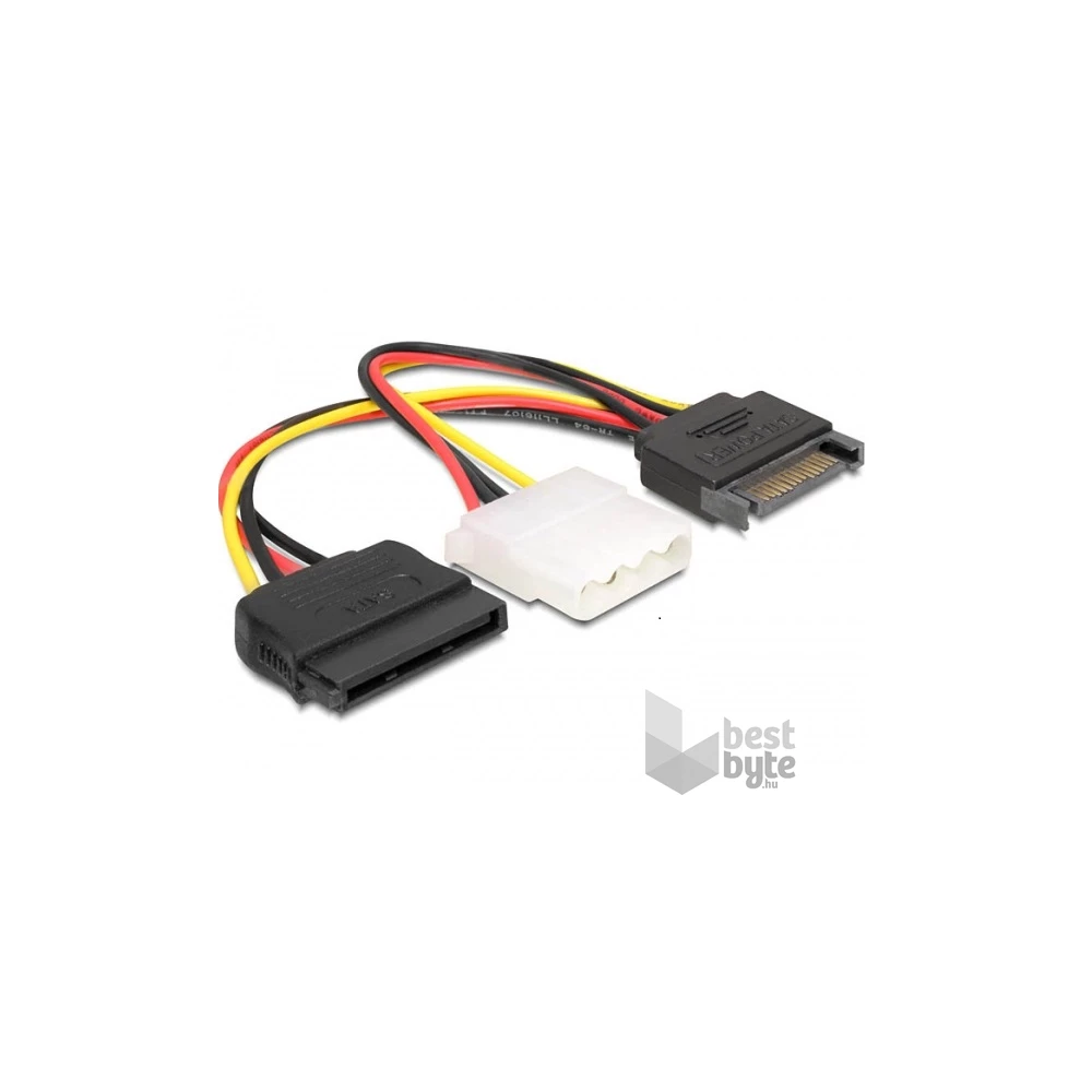 Delock 65235 15 tűs SATA (apa) – 4 tűs Molex (anya) + 15 tűs SATA (anya) hálózati kábel