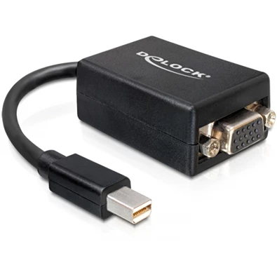 Delock 65256 fekete adapter mini displayport apa > VGA 15 pin anya