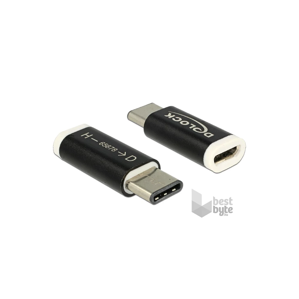 Delock 65678 USB 2.0 Micro-B anya > USB C típus 2.0 apa fekete adapter