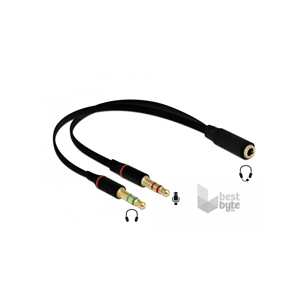 Delock 65967 1x3,5mm 4-tűs anya sztereo jack - 2x3,5mm 3-tűs apa sztereo jack headset adapter
