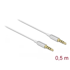 Delock 66073 4tűs 3,5mm Jack apa > apa 50cm fehér összekötő kábel
