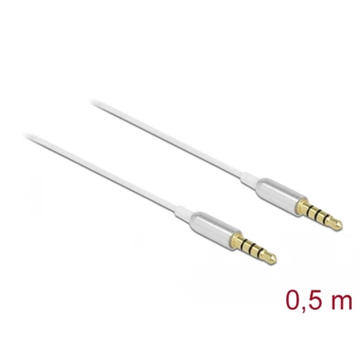 Delock 66073 4tűs 3,5mm Jack apa > apa 50cm fehér összekötő kábel