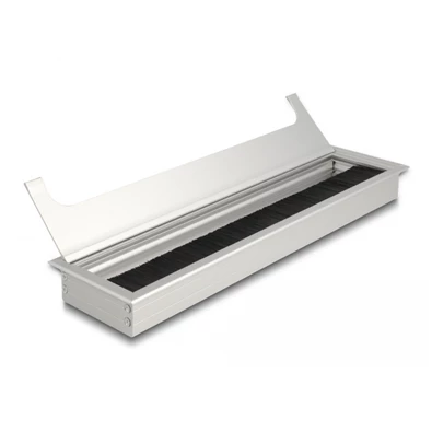 Delock 66863 300x80x28mm asztalba szerelhető kefés ezüst kábelrendező