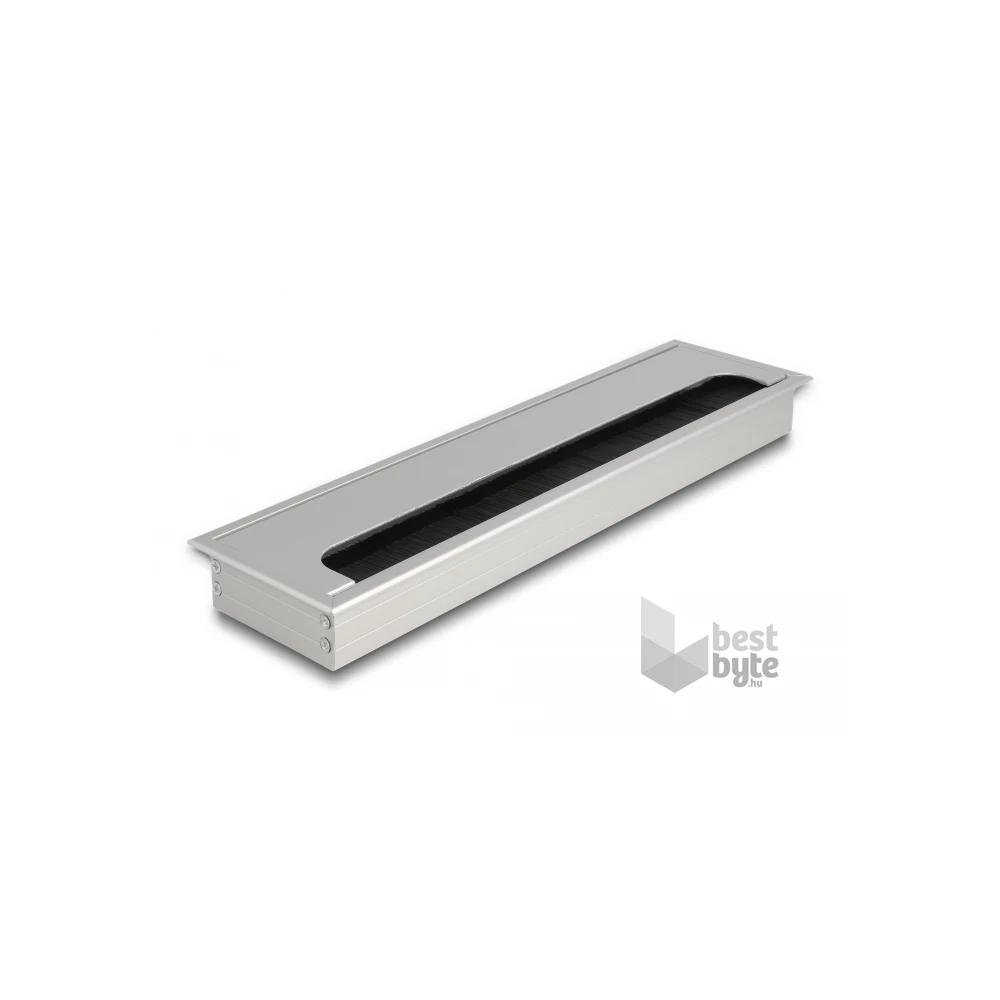 Delock 66863 300x80x28mm asztalba szerelhető kefés ezüst kábelrendező