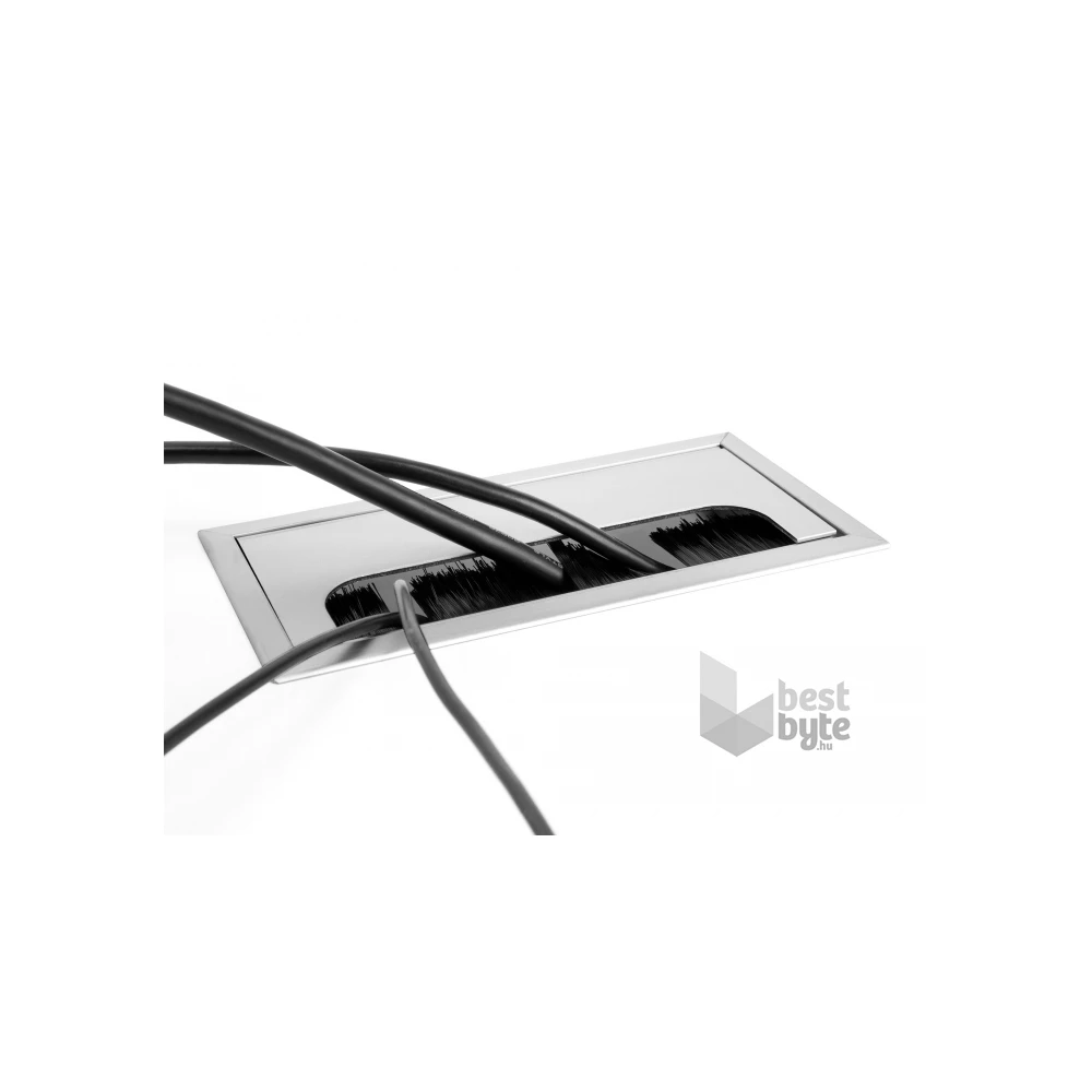 Delock 66863 300x80x28mm asztalba szerelhető kefés ezüst kábelrendező