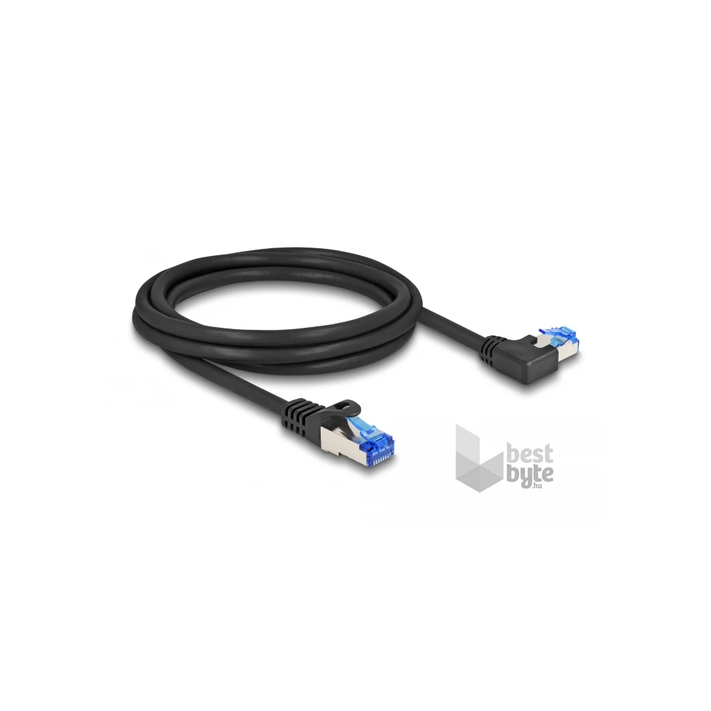 Delock 80219 2m RJ45 Cat.6A S/FTP egyenes/balra hajló fekete hálózati kábel