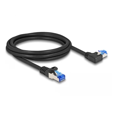 Delock 80219 2m RJ45 Cat.6A S/FTP egyenes/balra hajló fekete hálózati kábel