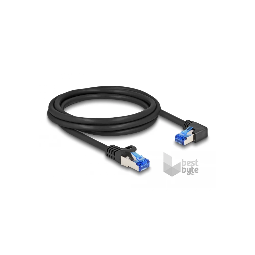 Delock 80223 2m RJ45 Cat.6A S/FTP egyenes/jobbra hajló fekete hálózati kábel