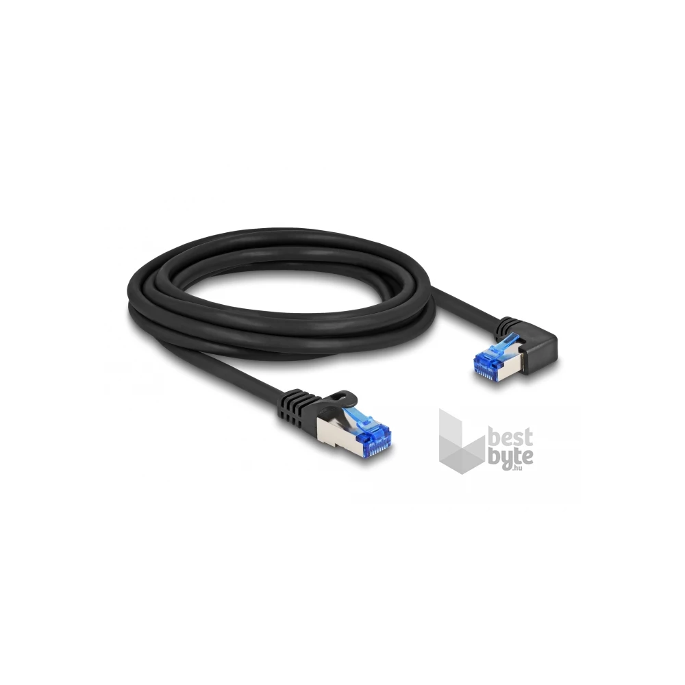 Delock 80224 3m RJ45 Cat.6A S/FTP egyenes/jobbra hajló fekete hálózati kábel