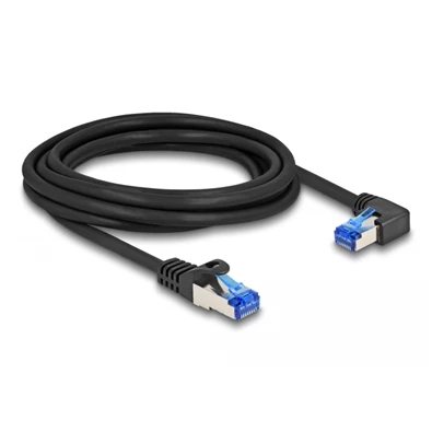 Delock 80224 3m RJ45 Cat.6A S/FTP egyenes/jobbra hajló fekete hálózati kábel
