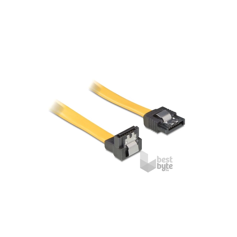 Delock 82474 SATA sárga lefele / egyenes csatl. (fémlappal) 30 cm összekötő kábel