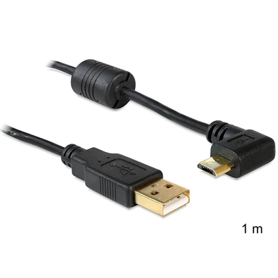 Delock 83147 USB-A apa > USB micro-B apa 90°-ban forgatott bal/jobb kábel, 1m