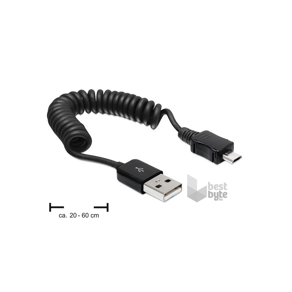 Delock 83162 USB 2.0-A apa > Micro USB-B apa spirál kábel
