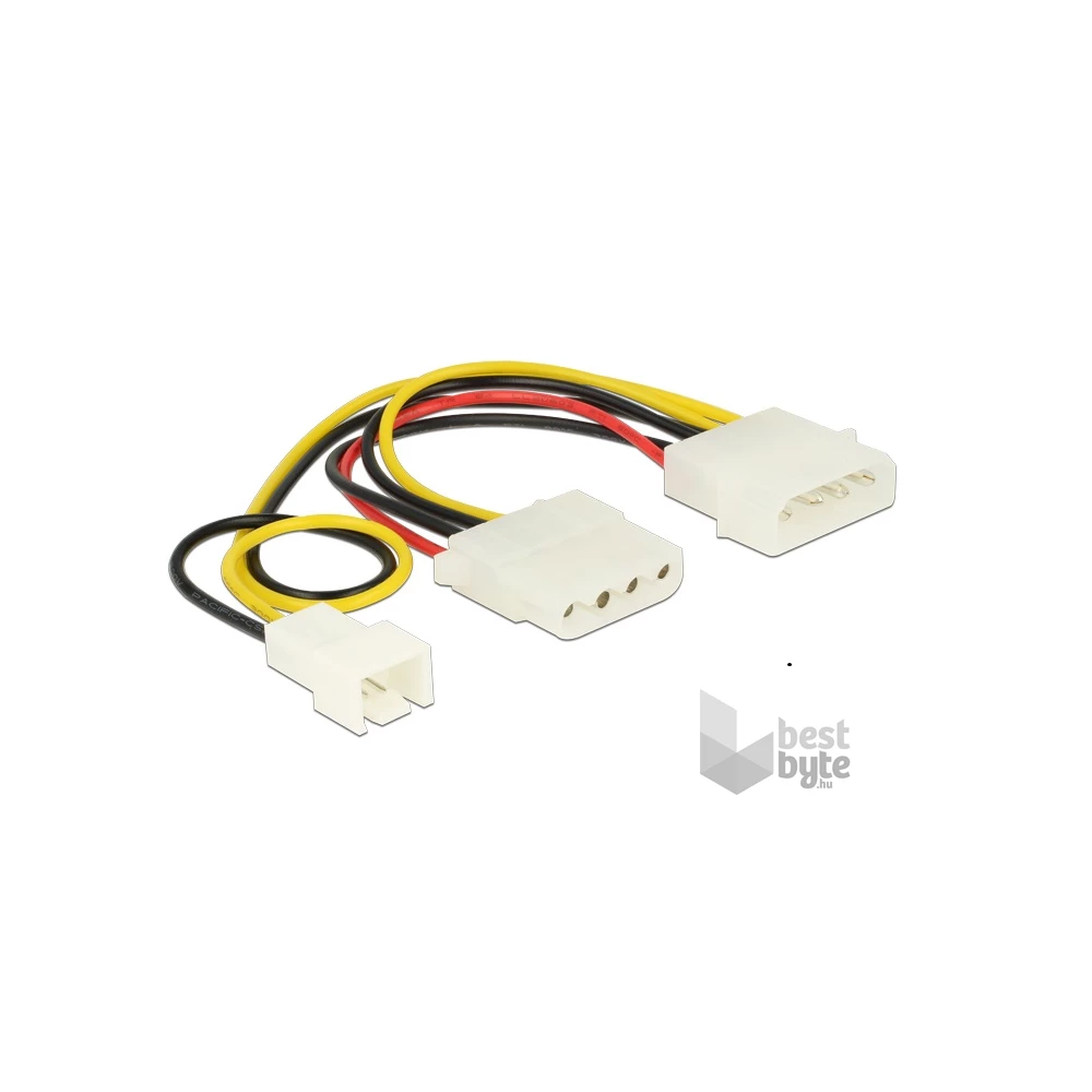 Delock 83658 4 tűs apa> 1 x 4 tűs anya+ 1 x 3 tűs apa (fan) 14 cm tápkábel
