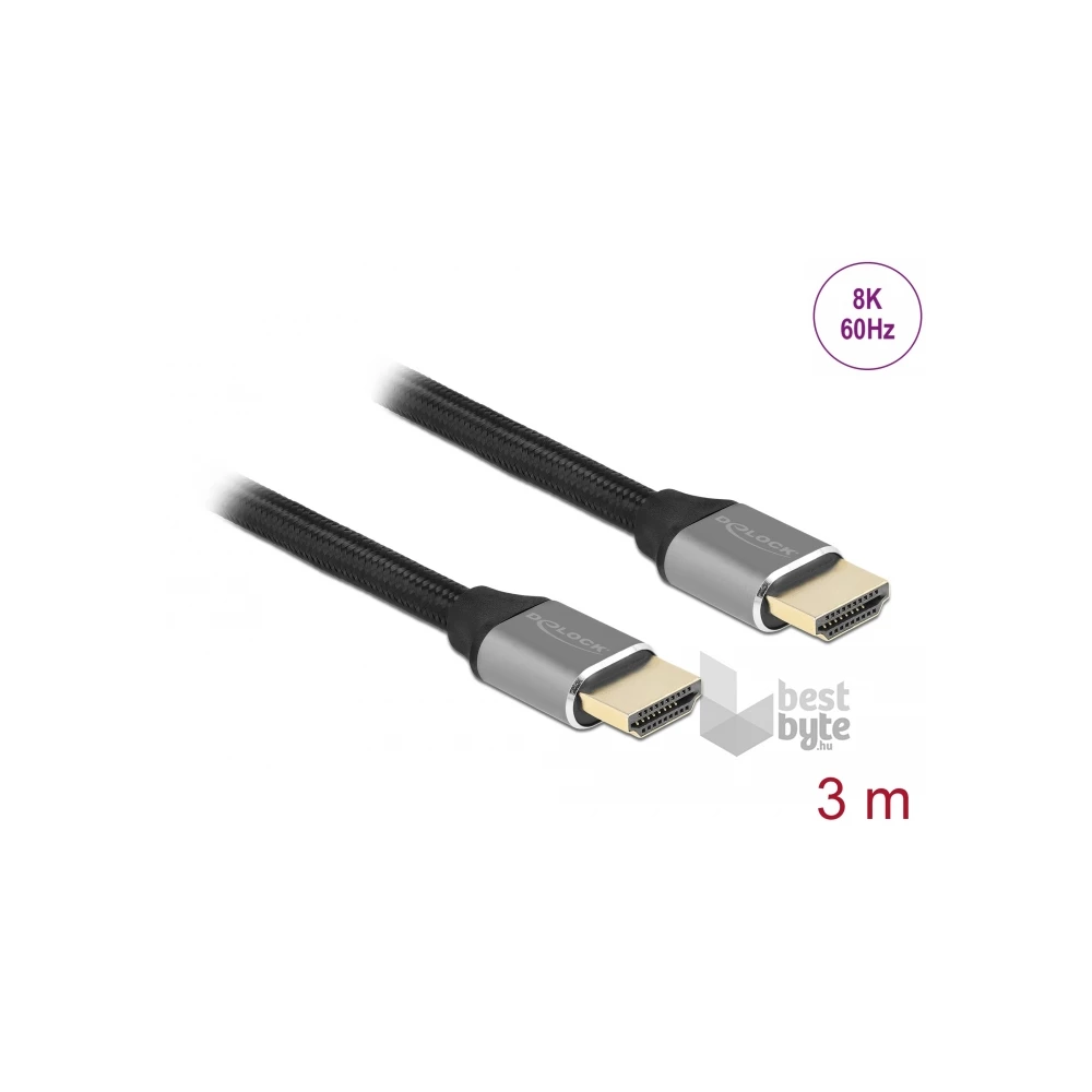 Delock 83997 3m Ultra nagy sebességű HDMI 48Gbps 8K 60Hz szürke kábel